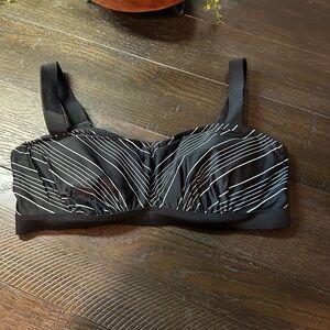 Athleta Black and White Striped Bandeau swim top 36D/DD
